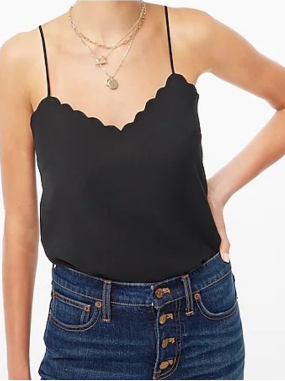 J. Crew Black Scalloped V-Neck Camisole
